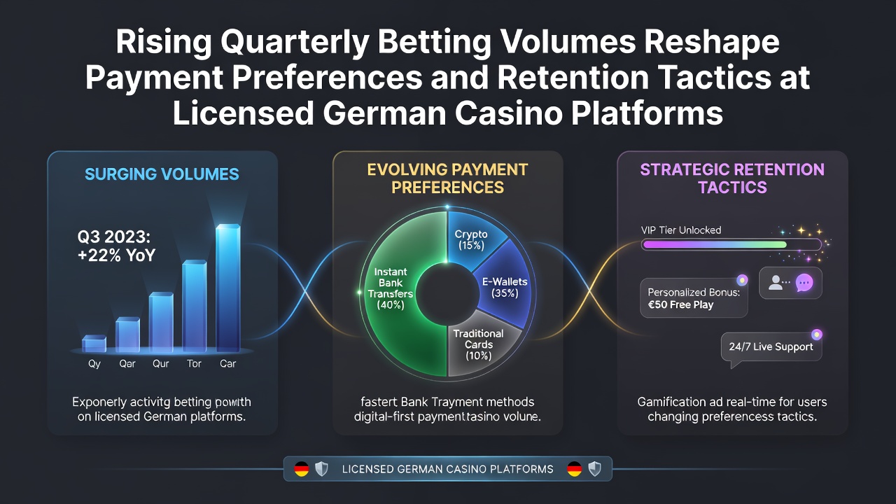 Grafik zu steigenden Wettvolumina und veränderten Zahlungspräferenzen bei deutschen Casino-Plattformen