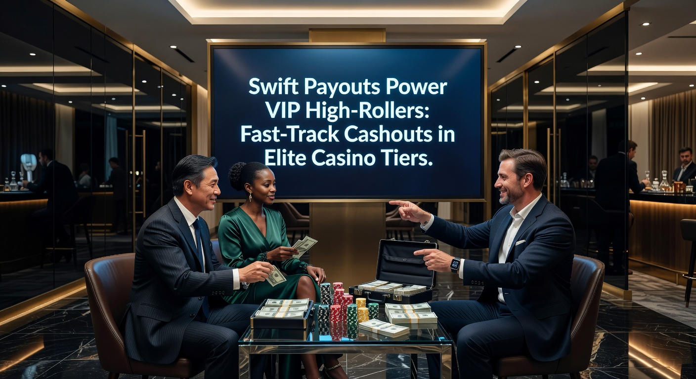 VIP-High-Roller genießt schnelle Auszahlung in einem luxuriösen Online-Casino-Ambiente mit Blitzsymbolen und Cash-Stacks